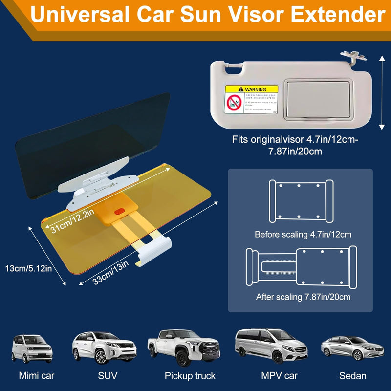 Sun Visor Extender for Car, Upgraded Anti-Glare Polarized Car Visor Extender Sun Blocker UV400, Universal Car Sun Visor Extension for Cars SUV Truck Grey&Yellow 02