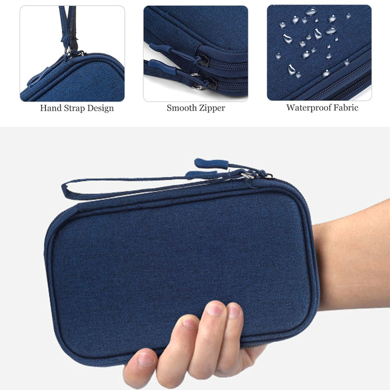 Electronic Organizer, Travel Cable Organizer Bag Pouch Electronic Accessories Carry Case Waterproof Electronic Bag for Cable, Cord, Charger, Phone, Power Bank, Earphone (Navy Blue, Medium) Navy Blue