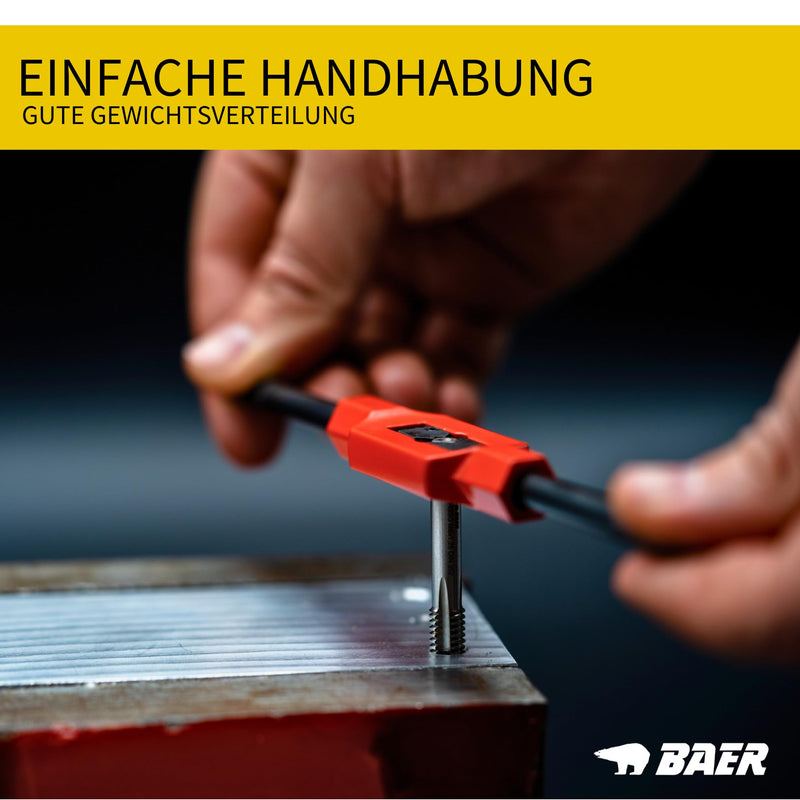 BAER Adjustable Pro Tap Wrench Size 3 | M 5-20 | 7/32-3/4 | G 1/8-1/2 Made of Premium Die-Cast - Holder for Taps - Thread Cutting - Thread Tool GR. 3 | M 5-20 | 7/32-3/4 | G 1/8-1/2