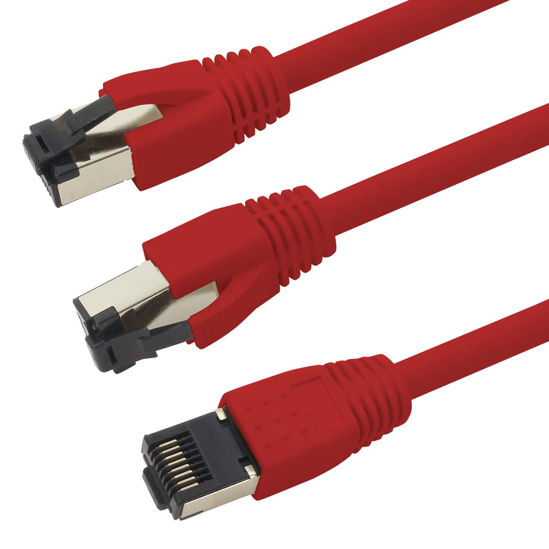 1aTTack.de 2 m Cat 8 Network Cable CAT8 Cable Red - Pack of 5 Cat.8 LAN 2000 MHz 40 Gbit s 40GBase-T Poe+ Patch Cable Ethernet Cable LSZH - 5 x 2 m Red 2m Pack of 5 red