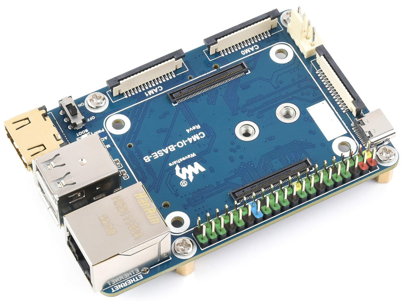 Mini Base Board (B) for Raspberry Pi Compute Module 4 Lite/eMMC Series Module,Onboard Dual MIPI CSI Camera Ports/DSI/RTC/FAN/HDMI/USB/RJ45 Gigabit Ethernet/TF Card Slot/M.2 Slot Connectors B Version Base Board