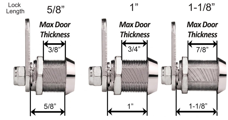 Tubular Cam Lock, Keyed Alike Removable Key RV Compartment Storage Lock Cabinet Locks (Chrome Pack of 5, 5/8 Inch 90°) Chrome Pack of 5 5/8 Inch 90°