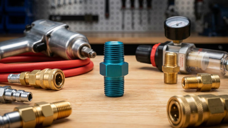 PrecisionGeek Aluminum 1/8 NPT to 1/8 NPT Male to Male Adapter/Coupling Plug, Anodized - 1 Piece (Blue) Blue