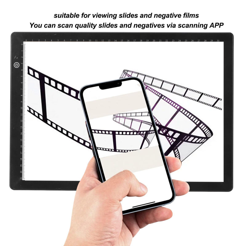 Slide Viewer Light Box for Slide Negative Film Scanning, 3 Brightness Backlight, APP Editing, Ultra Thin Soft Light Box Scanner LED Slide Scanner with USB Powered