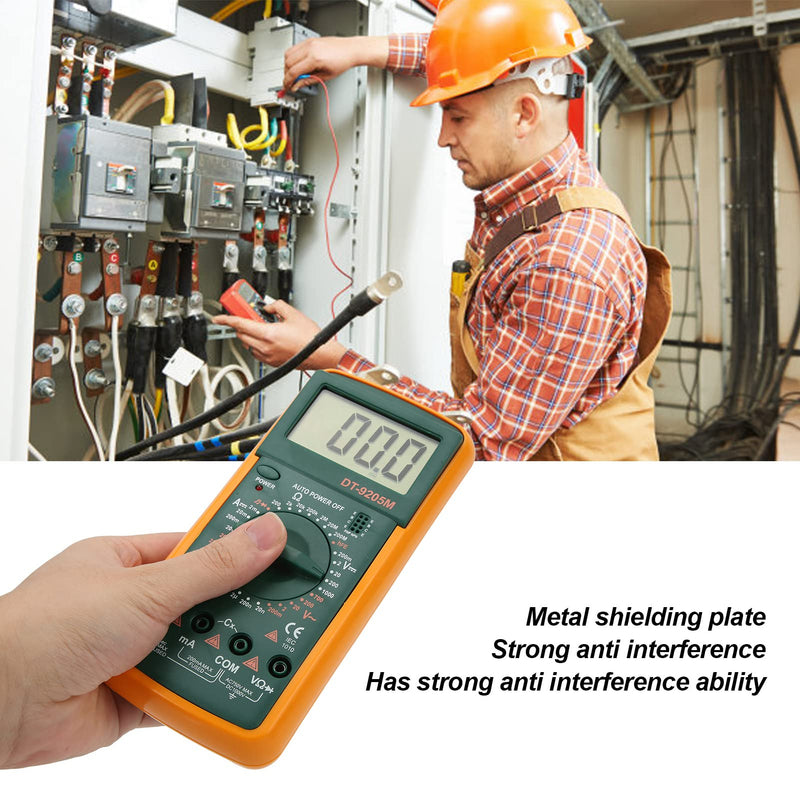 DT-9205M Handheld Multimeter LCD Digital Display Voltage Current Monitor Household Energy Consumption Tester Portable Voltmeter and Ammeter Ohmmeter Resistance Meter with 2 Test Pins