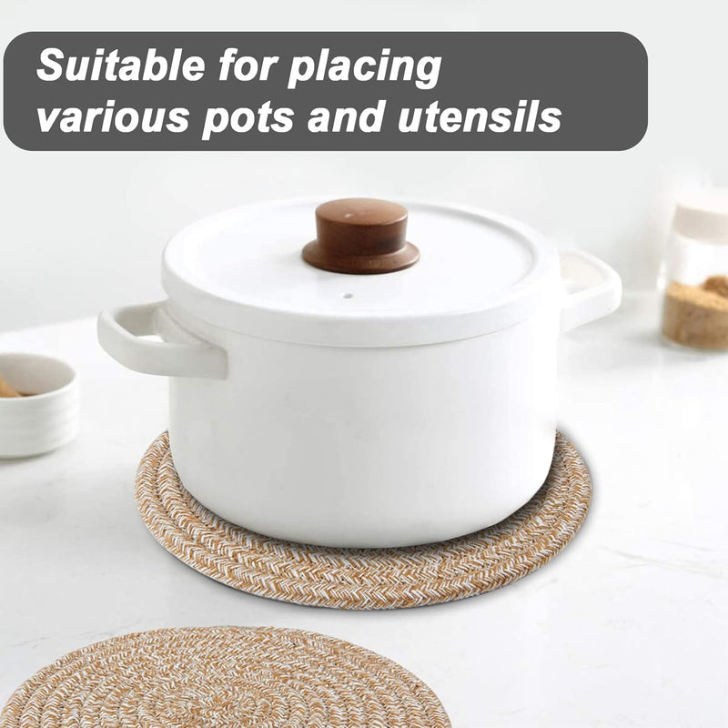 Pot Holders Trivets Set,Potholders for Kitchens, 100% Pure Cotton Thread Weave Trivets for Hot Dishes/Pot/Bowl/Teapot/Hot Pot Holders (24 cm, 8pack) 24 cm 8 Pack