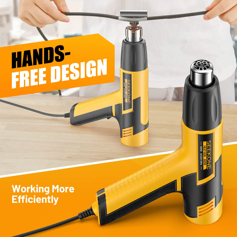 SEEKONE mini hot air gun, 600W dual temperature hot air gun 300℃ & 500℃, with overload protection and ceramic heating core for crafts, embossing, paint stripping, shrinking and shrink tubing