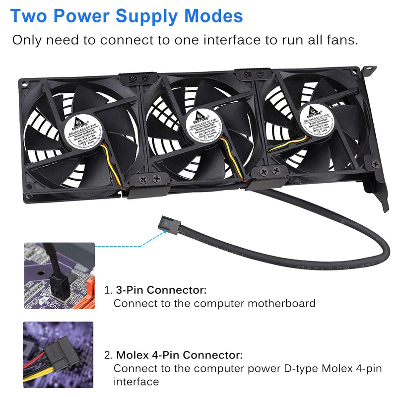 GDSTIME Graphic Card Fans, PCI Slot 3 x 90mm 92mm Fans, Graphics Card Cooler, Video Card VGA Cooler 3* 92x92x25mm fan