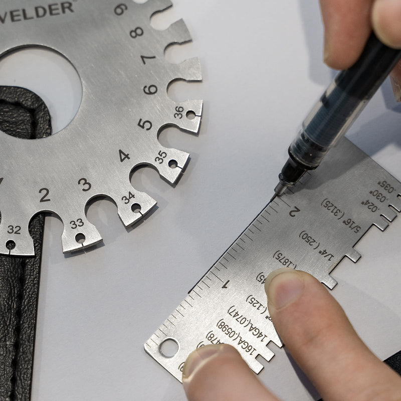 YESWELDER Round Dual Sided Metal Sheet Gage & Metal Sheet Thickness Gauge 2pcs Stainless Steel Wire Welding Gauge 2-Packs
