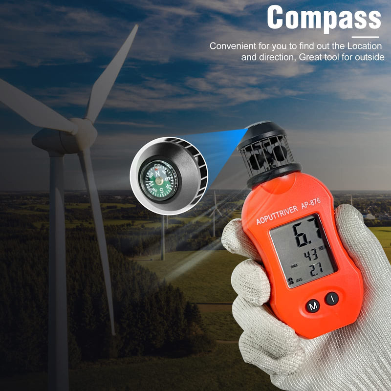 AOPUTTRIVER Wind Meter AP-876 Anemometer Handheld Pocket Anemometer Air Speed Meter for Measuring Air Velocity Air Volume for HVAC Vents Boat Sailing Shooting-2022 Newest