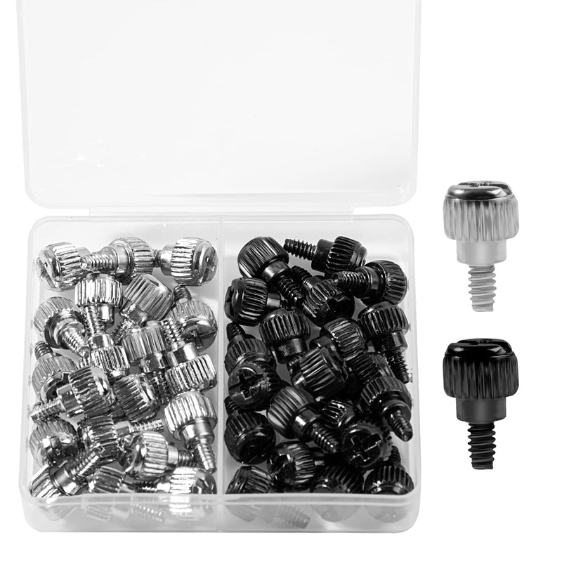 40Pcs Computer Case Thumbscrews 6#-32x6 M3.5 Phillips Head Hard Drive Thumb Screws PC Case Full Thread Fasteners Black+Silver Screws for Cover Power Supply Hard Drives