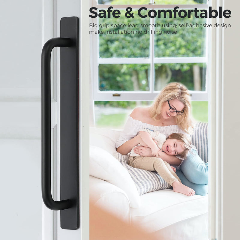 Ravinte Adhesive Cabinet Handles Self Stick Drawer Pulls Stick on Handle Black Cabinet Pulls No Drilling Push Pull Helper for Kitchen Cabinet Window Sliding Closet Door Handle - 8.35", 4 Pack 8.35 in Length