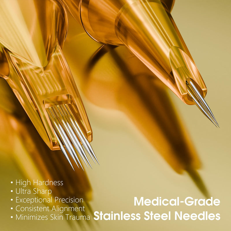 Ambition Glory Tattoo Needles Set of 20 Disposable Cartridges #12 Standard 7M1, 0.35 mm 7-Way Single Stack Magnum for Rotary Tattoo Machine 1207M1