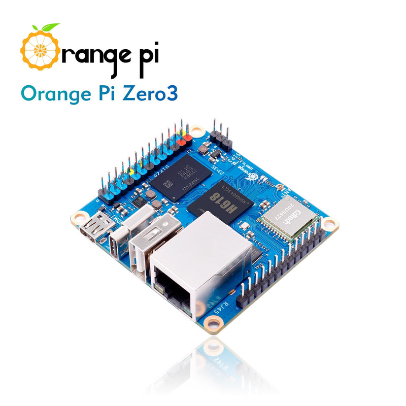 Orange Pi Zero 3 2GB LPDDR4 Allwinner H618 Quad-Core 64 Bit Single Board Computer with 16MB SPI Flash,Support WiFi and BT5.0, Development Board Computer Run Android 12 TV/Ubuntu(Zero3 2G+Power Supply) 2GB+Power Supply