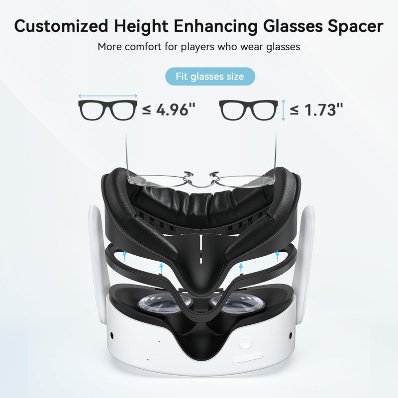 AMVR Facial Interface Face Pad Cover Compatible with Meta/Oculus Quest 3S Accessories, Comfort PU and Breathable Ice Silk Cotton Cushion Replacement, Not fit Quest 3 (Wider Version)