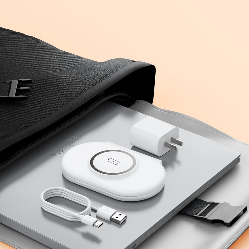 2025 Latest Magnetic Wireless Charger for iPhone: 3 in 1 Travel Charging Station for Apple Devices for iPhone 16 15 14 13 12 Pro Max Plus-Foldable Charging Pad for Apple Watch Series & Airpods 3 2 Pro white