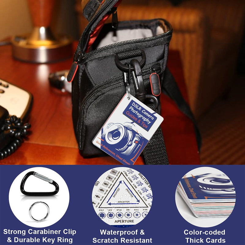 DSLR Cheat Sheet for Canon, Nikon, Sony, Camera Accessories Quick Reference Cards Photography Guides & Tips: Settings, Exposure, Modes, Composition, Lighting etc 4×3 inch Dslr Reference Cards