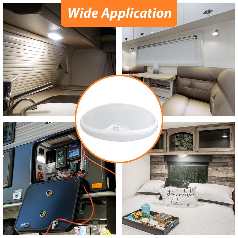 Dream Lighting 12V Led RV Ceiling Dome Light RV Interior Lighting for Trailer Camper with Switch, Cool White-5500K 390 Lumens E: 5500K-Cool White