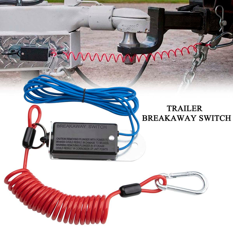 Trailer Breakaway Switch, 6ft Breakaway Coiled Cable with Electric Brake Switch Breakaway and Coiled Cable Fits for RV Towing Trailer