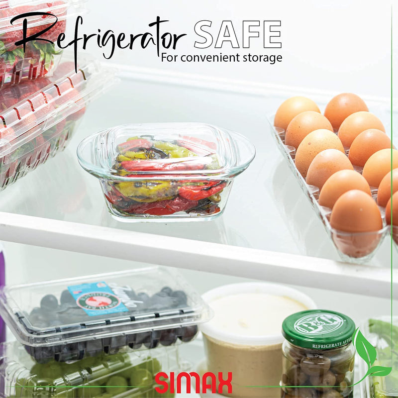 Simax Casserole Dish For Oven, 10 Ounce Mini Glass Baking Dish With Lid, Small, Personal Sized Bakeware and Cookware, Great for Storage, Microwave, Oven, And Dishwasher Safe Borosilicate Glass Dish