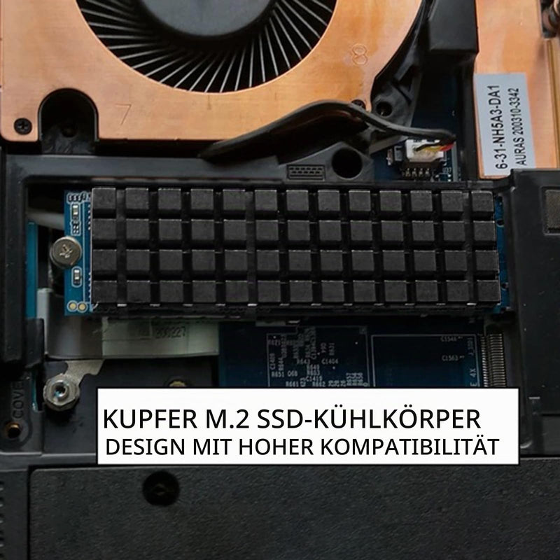 M.2 Heatsink 70×20×4mm Copper with Graphene Coating 2280 SSD | M.2 heatsink pure copper with graphene coating with silicone-based thermal pad for cooling 2280 SSD NVME laptops Épaisseur 4mm