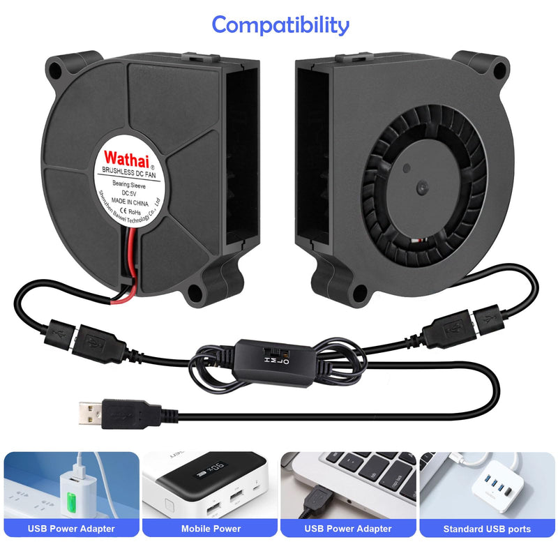 Wathai 60mm x 15mm Computer Case USB Blower Fan 5V with Variable Speed Controller for Receiver DVR PlayStation Xbox Computer Cabinet Cooling 2 Pack