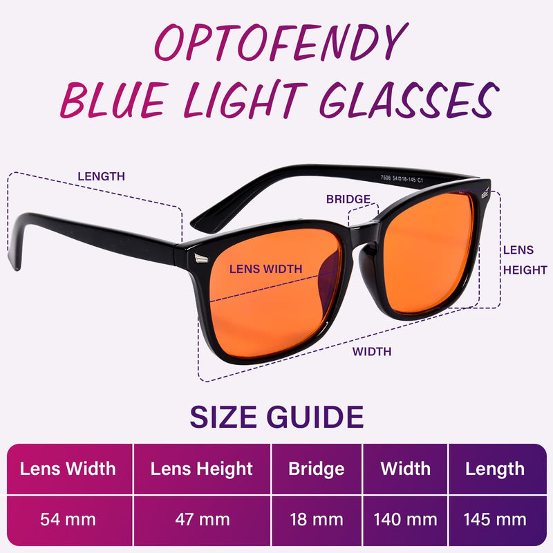OPTOFENDY Blue Light Glasses for Men Women, Gaming Glasses for Computer, TV, Phone with Anti Fatigue, Eyestrain & UV Glare Black Clear