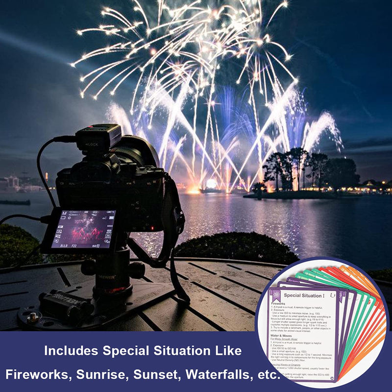 DSLR Cheat Sheet for Canon, Nikon, Sony, Camera Accessories Quick Reference Cards Photography Guides & Tips: Settings, Exposure, Modes, Composition, Lighting etc 4×3 inch Dslr Reference Cards