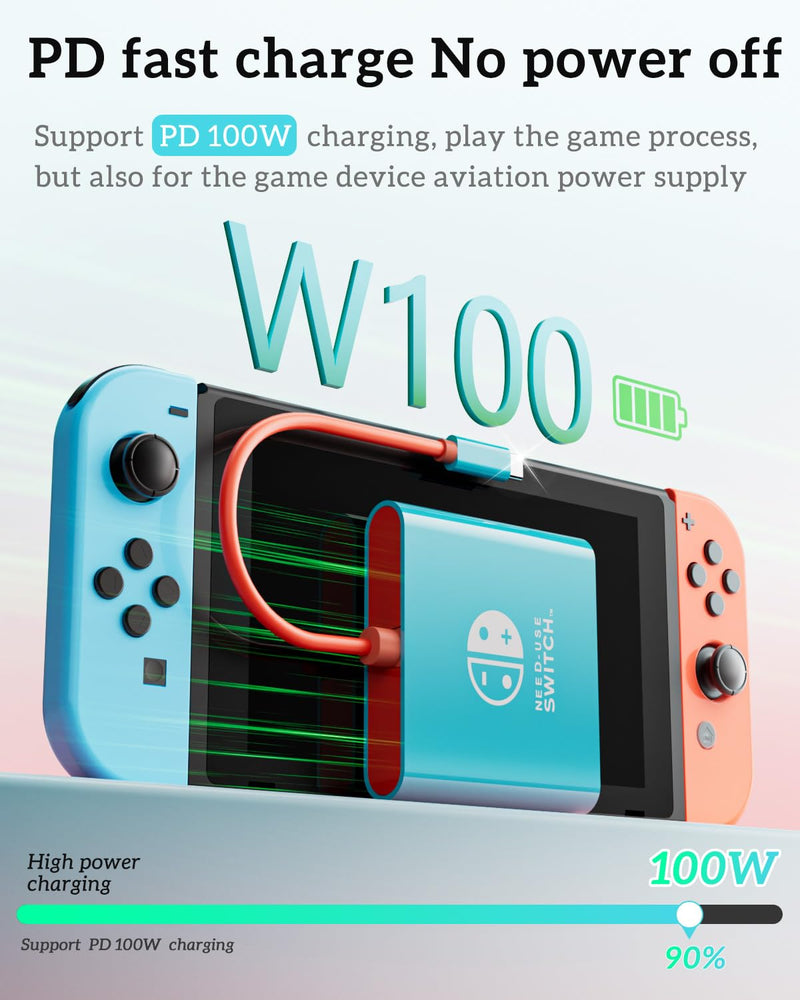 TV Dock for Switch 2, Docking Station for Switch/Switch OLED/Steam Deck/MacBook, Portable TV Adapter ＆ Travel Dock, Compatible with Nintend0 Switch 2, Supports 4K@60Hz HDMI 2.0a HDR, 100W PD, USB 3.0 Blue