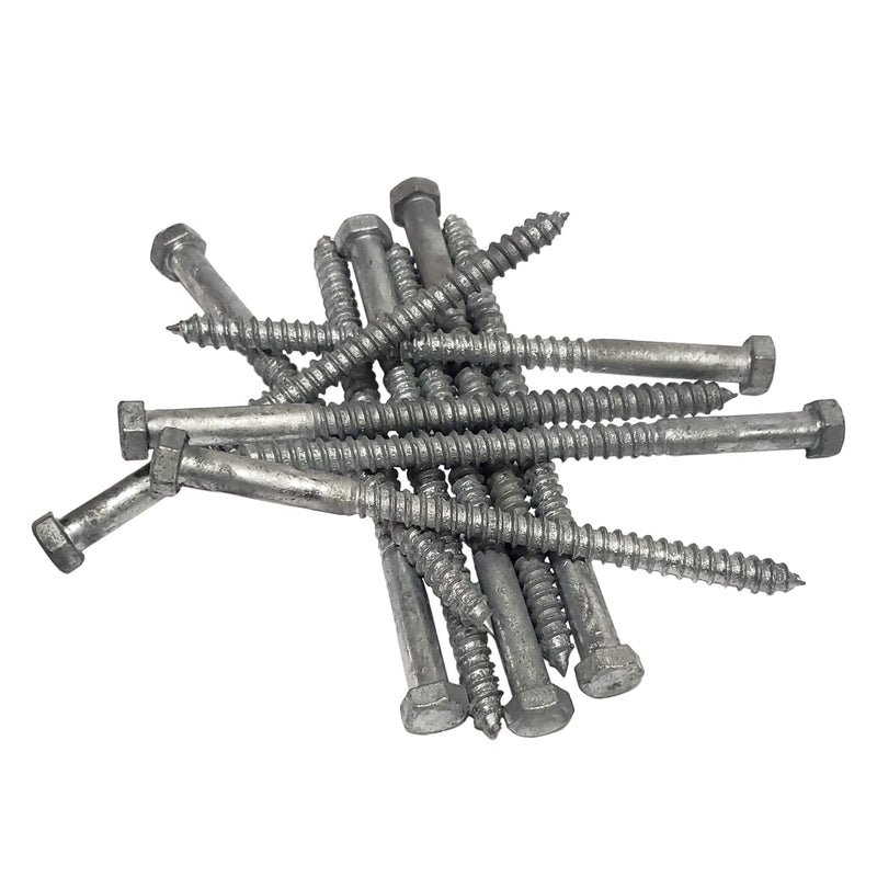 3/8 in x 6 in Hot Dip Galvanized Lag Bolts – Heavy-Duty Hex Head Structural Screws for Decks, Posts & Framing | A307 Steel | Exterior Wood Fasteners | 10-Pack 3/8" x 6"