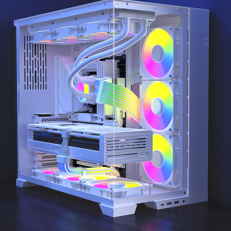 Sirlyr 12VHPWR RGB PSU Cables,90 degree Adapter 16 Pin GPU Cable,PCIE 5.0 ARGB Extension - Male to Male for RTX 3090Ti 4080Ti 4090 600W Graphic Card to ATX 3.0 Power Supply,PC Build 27In B Style White