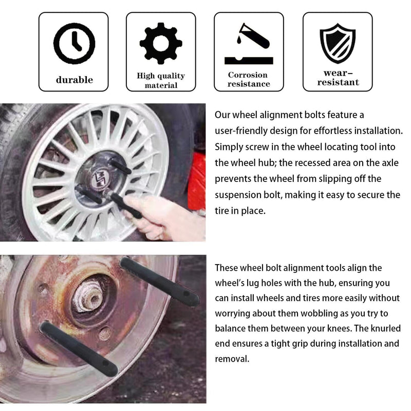 2Pcs M14x1.25 Wheel Alignment Pin, Wheel Hanger Rim Stud Bolt Nut, Tool for Changing Tires on Cars with Lug Bolts,Guide Studs, Rim Stud Pilot Pin, Tire Change Guide Tool 2PCS M14*1.25