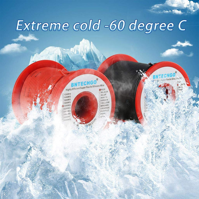 BNTECHGO 20 Gauge Silicone Wire Spool red and Black Each 100ft Flexible 20 AWG Stranded Tinned Copper Wire silicone wire 100ft red and 100ft black
