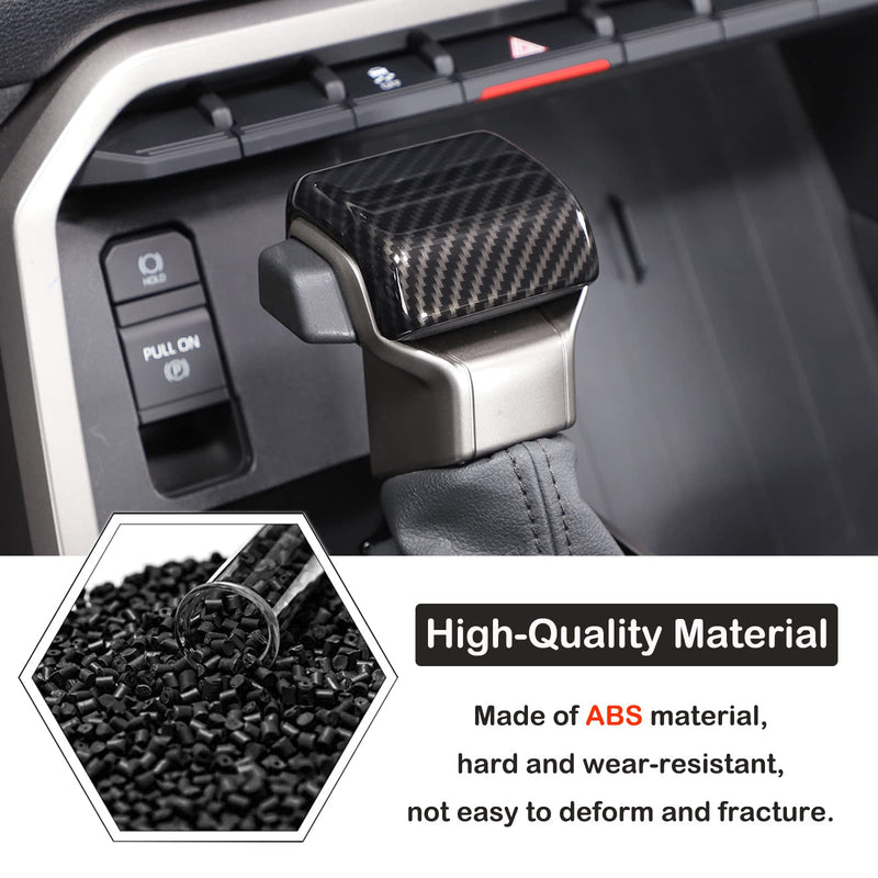 Car Shifter Gear Hand Brake Trim Cover Compatible with Toyota Tundra/Sequoia 2022-2025 Tacoma 2024+ Center Console Gear Shift Head Protection Cover Automatic Gear Shift Knob Cover Interior Accessories Carbon Fiber Pattern