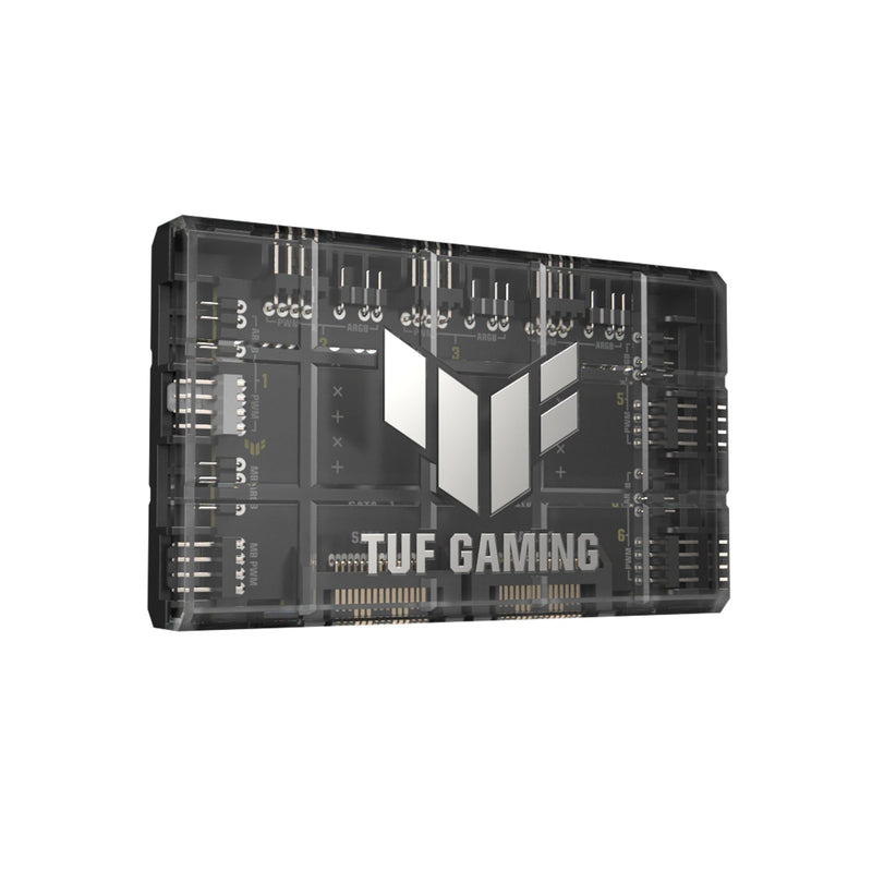 ASUS TUF Gaming ARGB PWM Fan Hub (Connects six case Fans, PWM Fan and RGB Connector, Clear Power and Operation Indicators, Stable Dual SATA Power Support), 2 Year Warranty PWM ARGB Fan Hub|Black