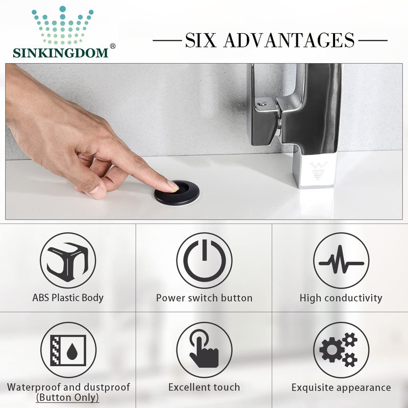 Garbage Disposal Air Switch Kit with Long Button, Matte Black (Brass Cover) Metal