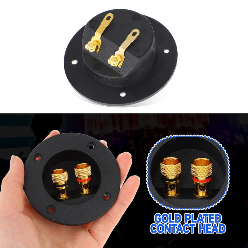 2 Pcs Speaker Sub Box Terminals Cup for Subwoofer Box Black 3 Inch Round 2-Way Spring Loaded Jacks Wire Connector Binding Post Cup Connector Subwoofer Plug for Speaker Sub Home Car Stereo