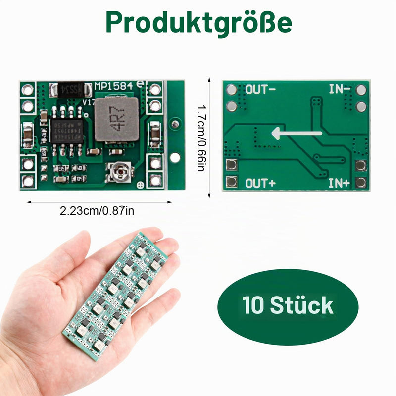 Pack of 10 Mini Step Down Converter Modules, DC-DC Buck Converter, 4.5-28V Voltage Converter, Ultra Small DC-DC Converter, 24V to 12V 9V 5V 3V Step Down Adjustable Converter