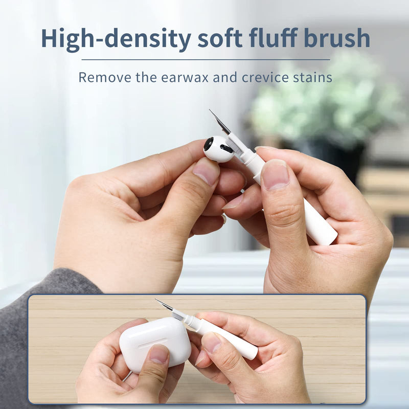 AKIKI Cleaner Kit for Airpods, Earbuds Cleaning kit for Airpods Pro 1 2 3, Phone Cleaner kit with Brush for Bluetooth Earbuds Cleaner, Wireless Earphones,iPhone,Laptop, Camera (White) White