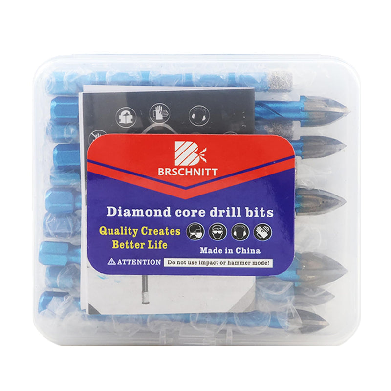 Diamond Drill Bit - BRSCHNITT 10pcs Masonry Drill Bits Set for Porcelain Tile Ceramic Stone Granite Marble,Hex Shank Diamond Hole Saw Drill Bit 10 6/6/8/10mm+6/6/6/8/8/10mm
