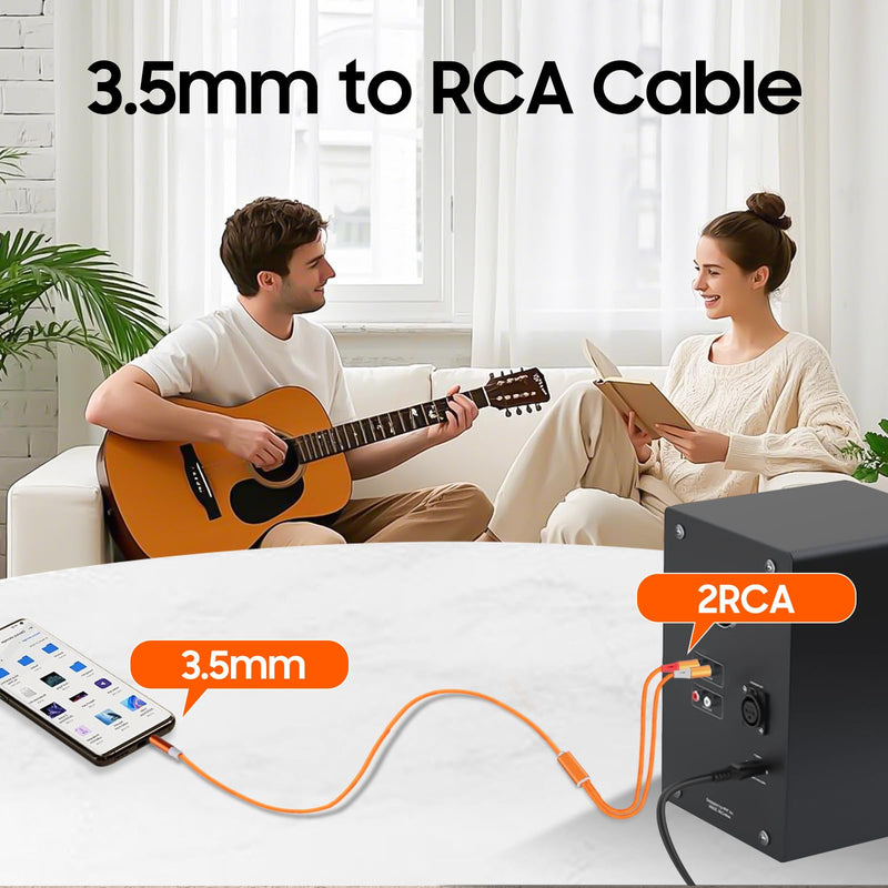 3.5mm to RCA Cable,2 RCA to 3.5mm AUX Cable for HiFi Systems, Speakers, MP3 Players, TVs, Computers, Smartphone, Home Theaters, Tablets, Amplifiers, Sound Bars, etc. （16.5ft/2 Pack） 16.5ft/2 cable
