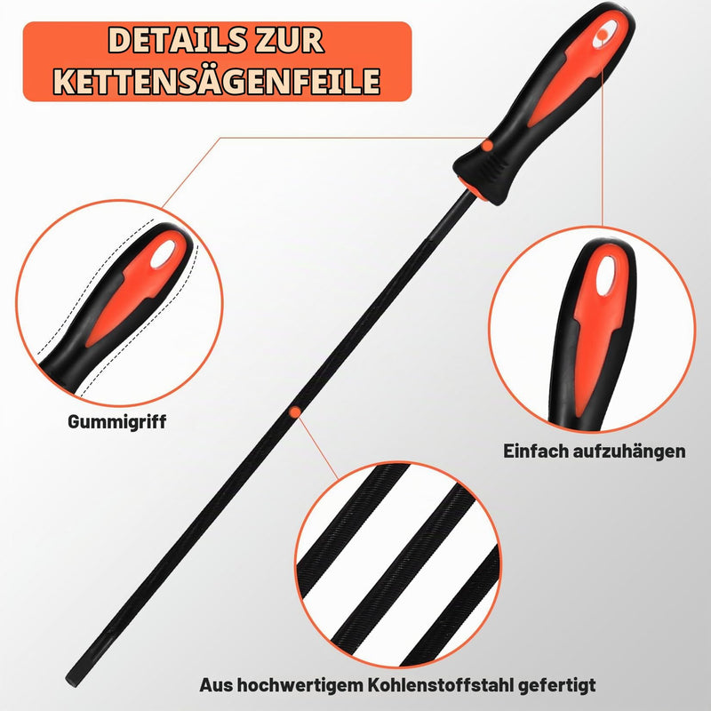 4 Piece File for Chainsaw File Set, Chainsaw Files Set with Handle, Round File Chainsaw Round File Saw Chain Files for Chainsaws, for Horse File Chainsaw (3.2, 4.0, 4.8, 5.5 mm)