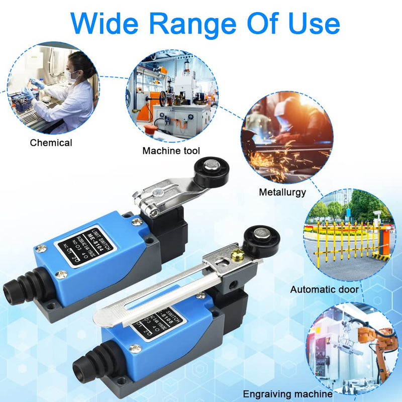 Adjustable limit switch, OTTYMO 2 pieces limit switch, momentary limit switch, limit switch ME-8108/ME-8104 5A 250V AC / 0.4A 115V DC limit switch limit switch for electrical control switches