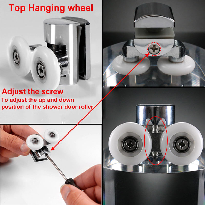 KAFENDA Zinc Alloy Shower Door Runners 23mm Twin Shower Door Rollers 2top 2bottom 4pcs Silver