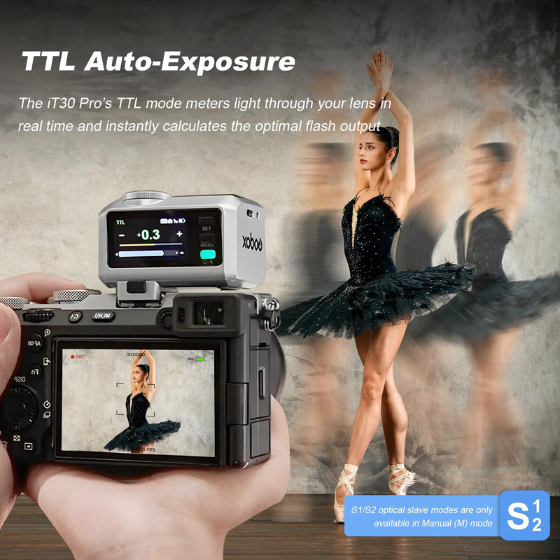 GODOX IT30Pro S TTL Mini Flash Kit Portable IT30ProS with White Diffuser for Sony 2.8" Full-Color Touchscreen Speedlite HSS 1/8000s 2.4G Wireless X System Trigger for Godox Flash(Silver) IT30P-S Silver