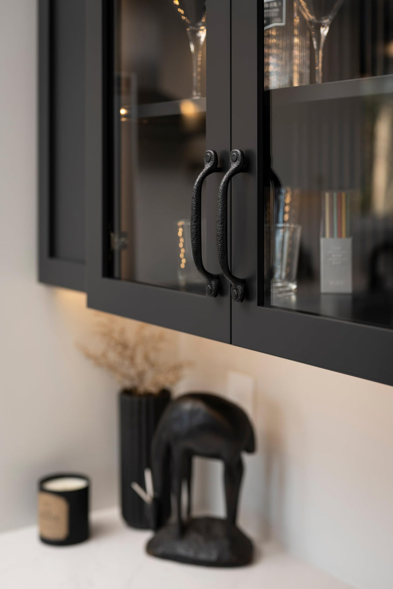 Hickory Hardware 1 Pack Solid Core Kitchen Cabinet Pulls, Luxury Cabinet Handles, Hardware for Doors & Dresser Drawers, 8-13/16 Inch (224mm) Hole Center, Black Iron, Refined Rustic Collection 8-13/16 Inch (224mm) Center to Center