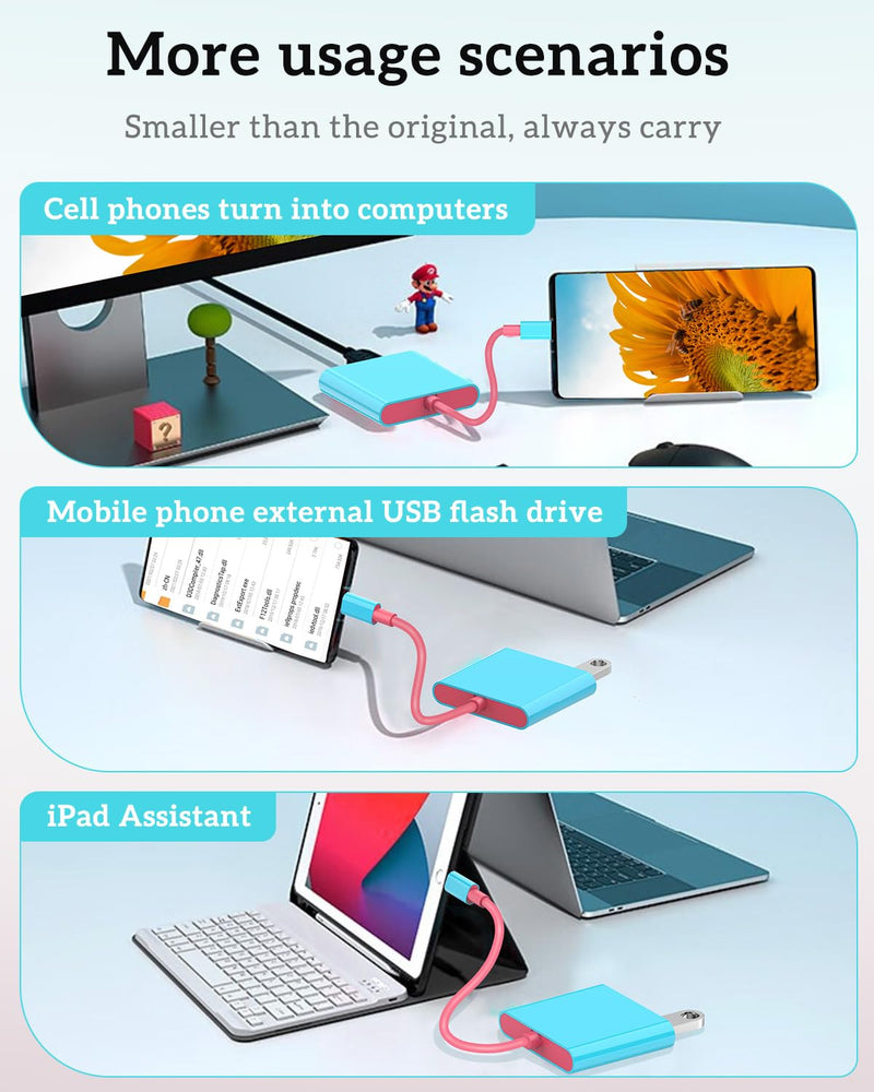 TV Dock for Switch 2, Docking Station for Switch/Switch OLED/Steam Deck/MacBook, Portable TV Adapter ＆ Travel Dock, Compatible with Nintend0 Switch 2, Supports 4K@60Hz HDMI 2.0a HDR, 100W PD, USB 3.0 Blue