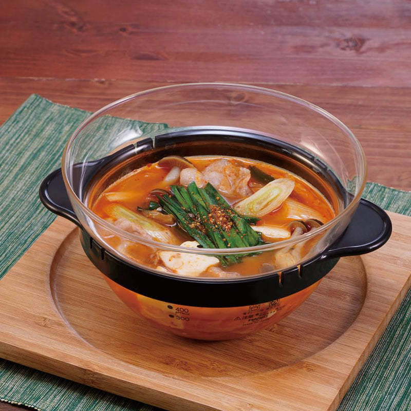 HARIO XOY-1-B Glass Microwave Oven Side Dish Pot, Black, Practical Capacity, 15.9 fl oz (450 ml), Made in Japan, Easy Cooking, Cream Soup, Handmade 450 ml