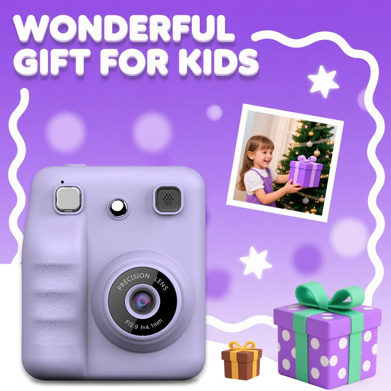 Kids Camera Instant Print, 1080P FHD Kids Digital Camera with 3 Rolls Print Paper, Toddler Portable Travel Cameras Toy, Christmas Birthday Gifts for 3 4 5 6 7 8 9 10 Year Old Boys Girls