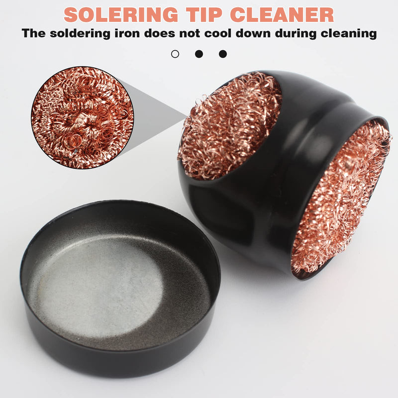 6Pcs Soldering Tip Cleaner and Soldering Iron Tip Cleaner Holder Brass Tip Cleaner Kit with 6Pcs Soldering Tip Cleaning Sponge and 2 Tin Scrapers for Cleaning Soldering Iron and Tips